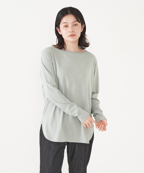 collex（コレックス）の「【新色登場】ウール混 リラックスロングスリーブプルオーバー（Tシャツ/カットソー・レディース・ブラック/ダークブラウン/ホワイト/セージグリーン・フリー）」の4枚目の写真