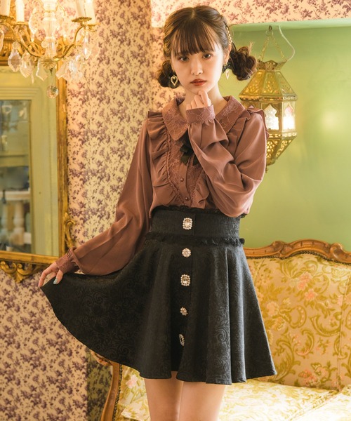 ROJITA（ロジータ）の「レース透かしVフリルブラウス（シャツ/ブラウス 