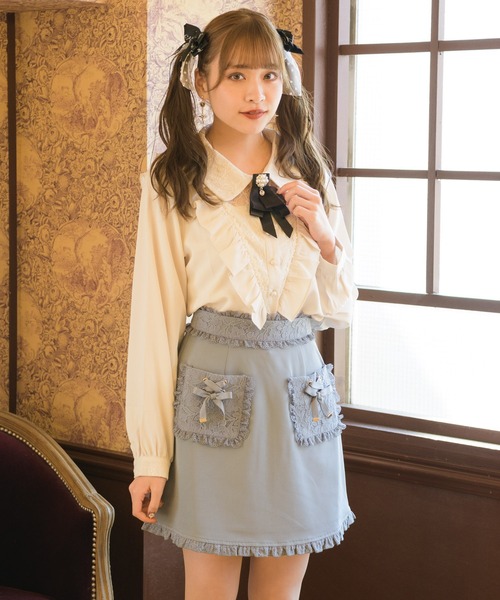 ROJITA（ロジータ）の「レース透かしVフリルブラウス（シャツ/ブラウス