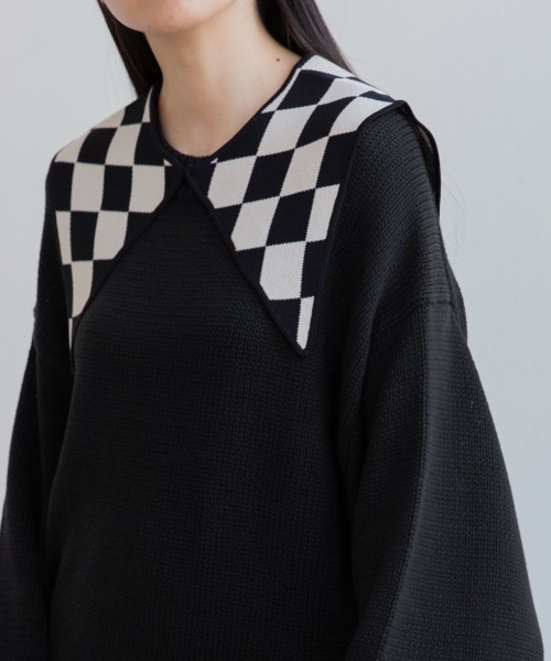yuw（ユウ）の「JACQUARD KNIT COLLAR　236150（付け襟・レディース・ブラック/ブラウン/グリーン/ブルー/レッド/ブラック系その他・FREE）」の2枚目の写真