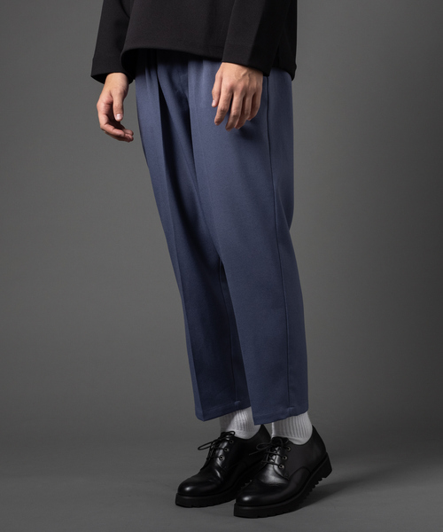 MYSELF ABAHOUSE（マイセルフアバハウス）の「【MYSELF ABAHOUSE】セットアップ対応 POLY WOOLLY TWILL ポリウーリーツイル ワンタック スタプレ パンツ（スラックス・メンズ・グレイッシュベージュ/ブラック/カーキ/ベージュ/グレイッシュブルー・46/48）」の5枚目の写真