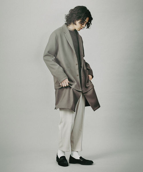 MYSELF ABAHOUSE（マイセルフアバハウス）の「【MYSELF ABAHOUSE】セットアップ対応 POLY WOOLLY TWILL ポリウーリーツイル ワンタック スタプレ パンツ（スラックス・メンズ・グレイッシュベージュ/ブラック/カーキ/ベージュ/グレイッシュブルー・46/48）」の6枚目の写真