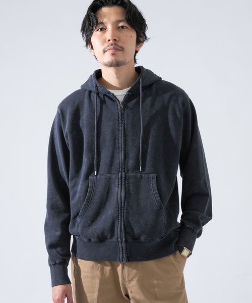 URBAN RESEARCH ROSSO MEN(アーバンリサーチロッソメン)の「ピグメントダイ裏毛ジップパーカー『セットアップ対応』(パーカー・メンズ・ブラック/ネイビー・MEDIUM/LARGE/X-LARGE)」の3枚目の写真