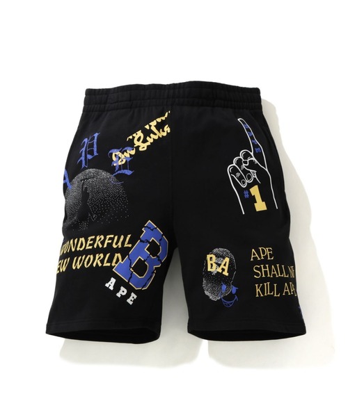 A BATHING APE(アベイシングエイプ)の「MULTI PRINT SWEAT SHORTS M(その他パンツ・メンズ・ホワイト/ブラック・MEDIUM/LARGE/X-LARGE/XX-LARGE/SMALL)」の1枚目の写真