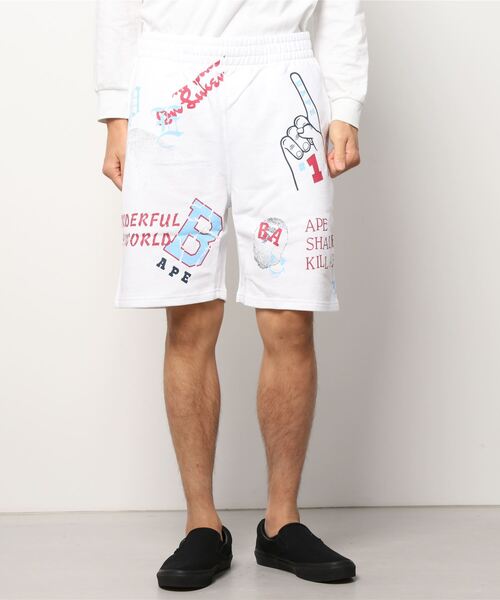 A BATHING APE(アベイシングエイプ)の「MULTI PRINT SWEAT SHORTS M(その他パンツ・メンズ・ホワイト/ブラック・MEDIUM/LARGE/X-LARGE/XX-LARGE/SMALL)」の8枚目の写真