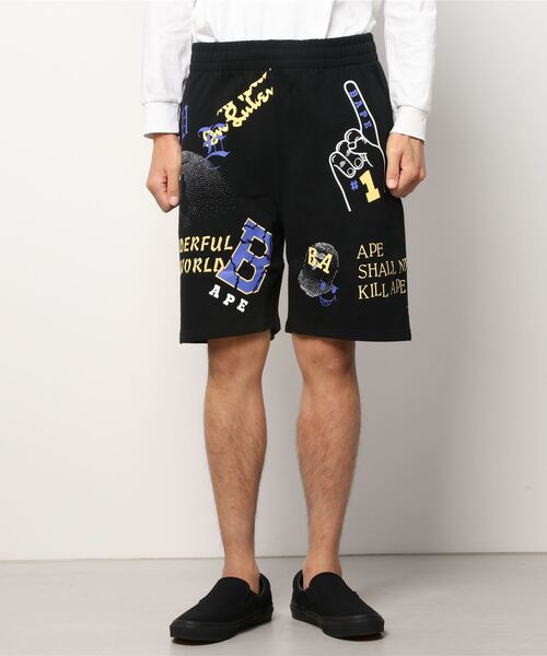 A BATHING APE(アベイシングエイプ)の「MULTI PRINT SWEAT SHORTS M(その他パンツ・メンズ・ホワイト/ブラック・MEDIUM/LARGE/X-LARGE/XX-LARGE/SMALL)」の6枚目の写真