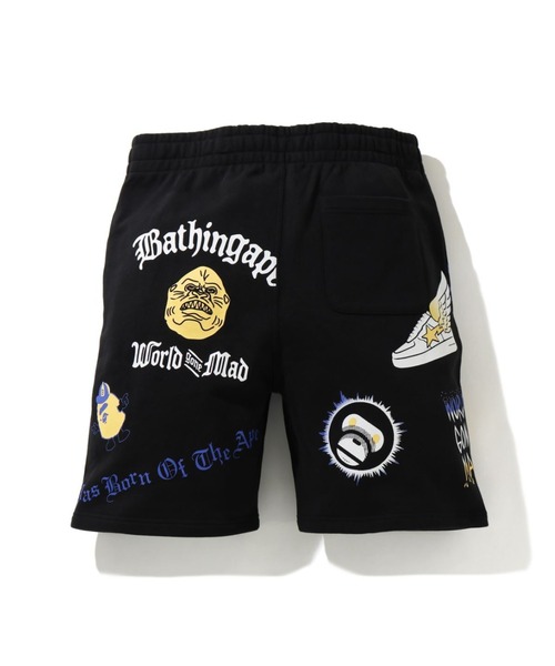 A BATHING APE(アベイシングエイプ)の「MULTI PRINT SWEAT SHORTS M(その他パンツ・メンズ・ホワイト/ブラック・MEDIUM/LARGE/X-LARGE/XX-LARGE/SMALL)」の4枚目の写真