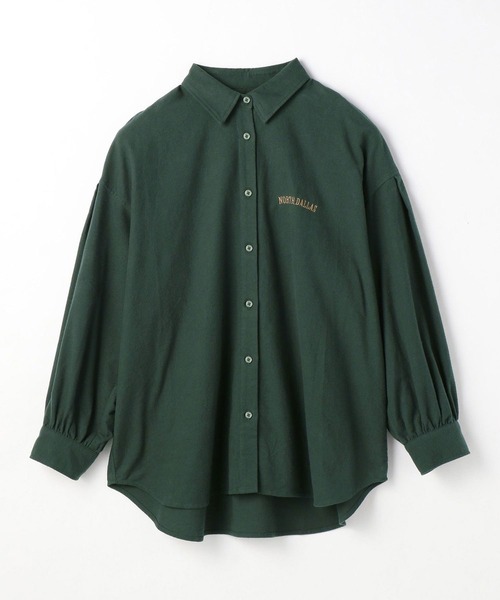 179/WG（イチナナキュウダブルジー）の「カレッジロゴレギュラーシャツ（シャツ/ブラウス・レディース・ブラウン/オフホワイト/グリーン・MEDIUM）」の6枚目の写真