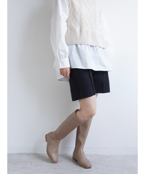 Fabby fabby(ファビィーファビィー)の「ジョッキーフラットロングブーツ(ブーツ・レディース・オフホワイト/ベージュ/ブラウン/ブラック・MEDIUM/SMALL/LARGE)」の21枚目の写真