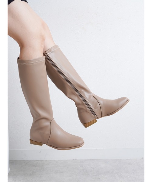 Fabby fabby(ファビィーファビィー)の「ジョッキーフラットロングブーツ(ブーツ・レディース・オフホワイト/ベージュ/ブラウン/ブラック・MEDIUM/SMALL/LARGE)」の18枚目の写真