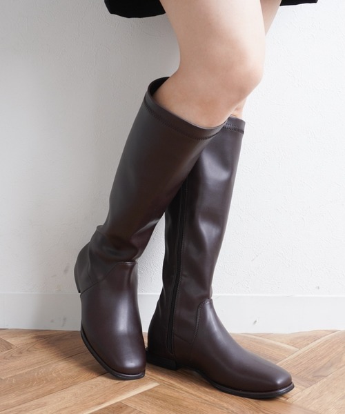 Fabby fabby(ファビィーファビィー)の「ジョッキーフラットロングブーツ(ブーツ・レディース・オフホワイト/ベージュ/ブラウン/ブラック・MEDIUM/SMALL/LARGE)」の14枚目の写真