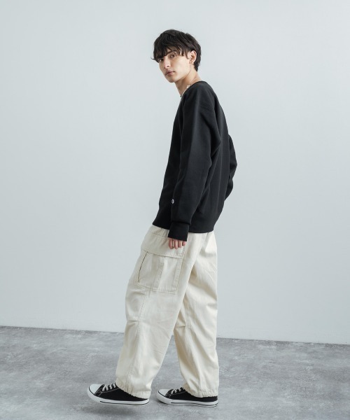Champion（チャンピオン）の「Champion チャンピオン リバースウィーブ 裏起毛クルーネックスウェットシャツトレーナー C3-Q017（スウェット・メンズ・ブラック/ベージュ/ネイビー/グレー/グリーン・M/XL/L）」の8枚目の写真