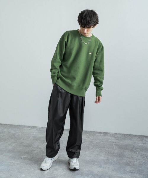 Champion（チャンピオン）の「Champion チャンピオン リバースウィーブ 裏起毛クルーネックスウェットシャツトレーナー C3-Q017（スウェット・メンズ・ブラック/ベージュ/ネイビー/グレー/グリーン・M/XL/L）」の15枚目の写真