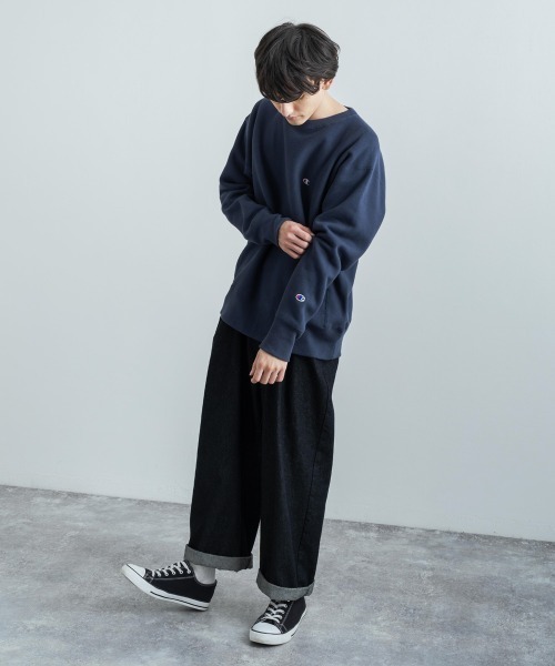 Champion（チャンピオン）の「Champion チャンピオン リバースウィーブ 裏起毛クルーネックスウェットシャツトレーナー C3-Q017（スウェット・メンズ・ブラック/ベージュ/ネイビー/グレー/グリーン・M/XL/L）」の20枚目の写真