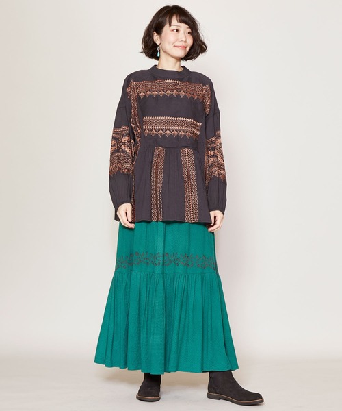 チャイハネ（チャイハネ）の「【チャイハネ】ボヘーノ刺繍トップス（その他トップス・レディース・ブラック/ベージュ/ブルー・FREE）」の10枚目の写真