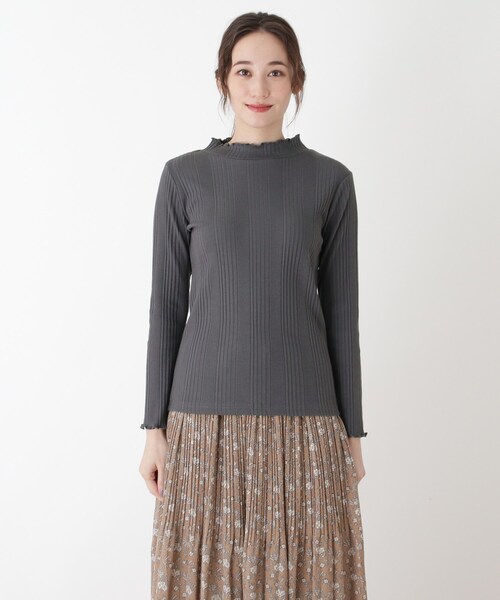 SHOO・LA・RUE（シューラルー）の「◆ランダムリブモックネックジャージ（Tシャツ/カットソー・レディース・アイボリー/グレー系その他/ブラック/ブラウン系・02/03/04）」の11枚目の写真