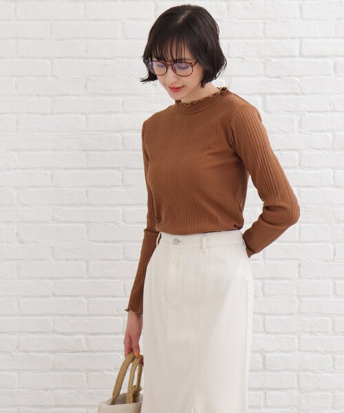 SHOO・LA・RUE（シューラルー）の「◆ランダムリブモックネックジャージ（Tシャツ/カットソー・レディース・アイボリー/グレー系その他/ブラック/ブラウン系・02/03/04）」の13枚目の写真