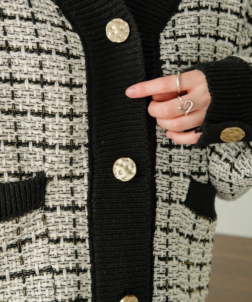 Bab（バブ）の「【WEB限定】ツイードニットカーディガン（カーディガン/ボレロ・レディース・ブラック/オフホワイト・M）」の17枚目の写真