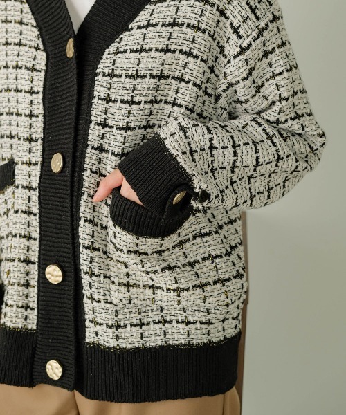Bab（バブ）の「【WEB限定】ツイードニットカーディガン（カーディガン/ボレロ・レディース・ブラック/オフホワイト・M）」の18枚目の写真