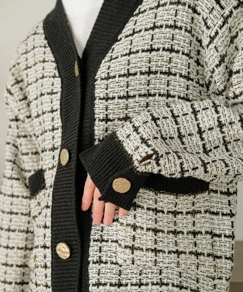 Bab（バブ）の「【WEB限定】ツイードニットカーディガン（カーディガン/ボレロ・レディース・ブラック/オフホワイト・M）」の19枚目の写真