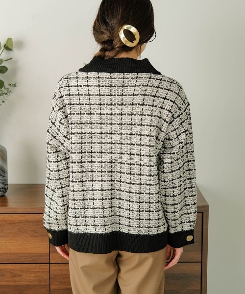 Bab（バブ）の「【WEB限定】ツイードニットカーディガン（カーディガン/ボレロ・レディース・ブラック/オフホワイト・M）」の20枚目の写真