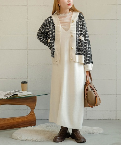 Bab（バブ）の「【WEB限定】ツイードニットカーディガン（カーディガン/ボレロ・レディース・ブラック/オフホワイト・M）」の21枚目の写真