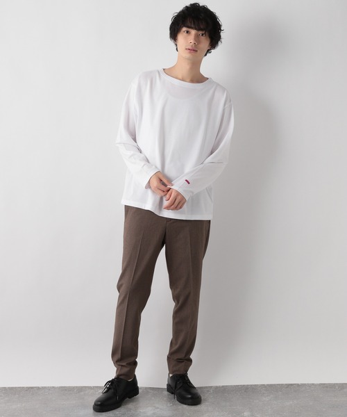 GLOBAL WORK(グローバルワーク)の「LYARDミニウラケボートエリ/239026(Tシャツ/カットソー・メンズ・ホワイト/チャコールグレー/ネイビー・MEDIUM/LARGE)」の4枚目の写真