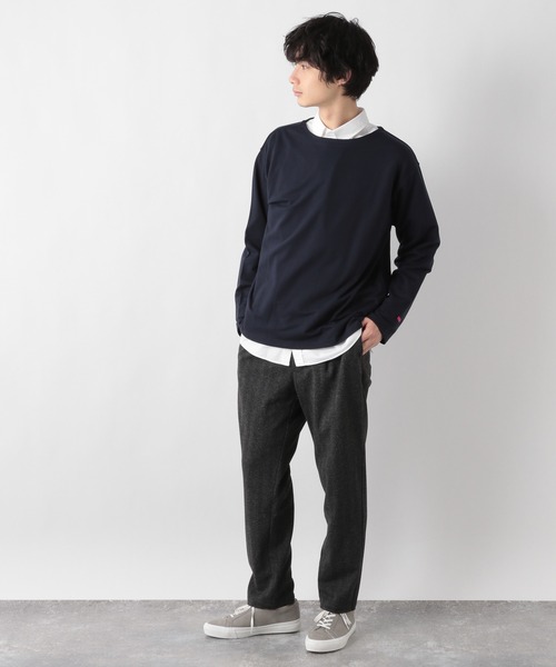 GLOBAL WORK(グローバルワーク)の「LYARDミニウラケボートエリ/239026(Tシャツ/カットソー・メンズ・ホワイト/チャコールグレー/ネイビー・MEDIUM/LARGE)」の8枚目の写真