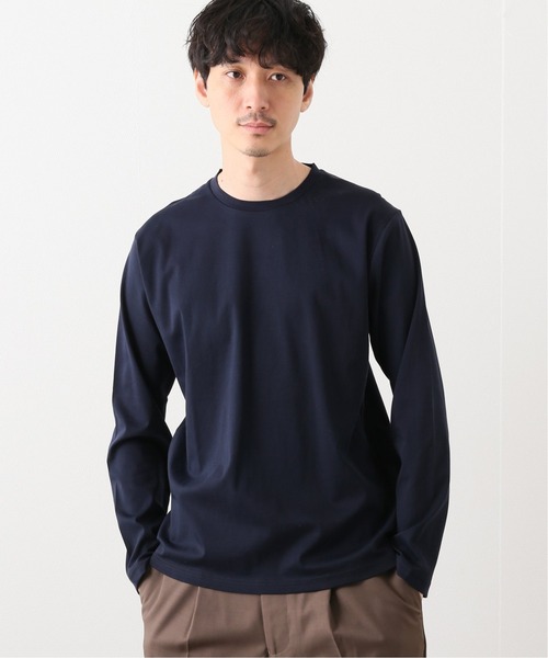 417 EDIFICE(フォーワンセブンエディフィス)の「ライトスムースクルーネック ロングスリーブ(Tシャツ/カットソー・メンズ・ホワイト/ベージュ/ネイビー・SMALL/MEDIUM/LARGE/X-LARGE)」の1枚目の写真