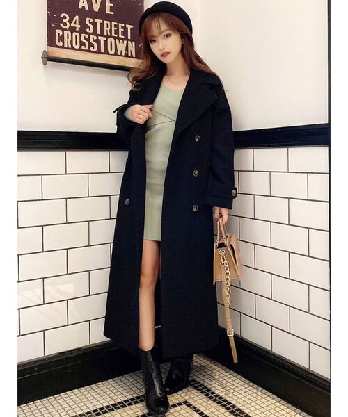 RESEXXY（リゼクシー）の「カラートレンチコート（トレンチコート・レディース・ブラック/ベージュ/グレー/ピンク/ミント・FREE）」の2枚目の写真