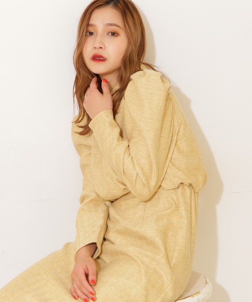 FREE'S MART(フリーズマート)の「◆ポロカラーIラインワンピース(ワンピース・レディース・オレンジ/イエロー/ベージュ・FREE)」の2枚目の写真