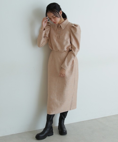 FREE'S MART(フリーズマート)の「◆ポロカラーIラインワンピース(ワンピース・レディース・オレンジ/イエロー/ベージュ・FREE)」の5枚目の写真