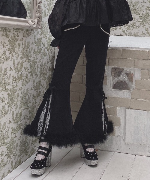 Swankiss（スワンキス）の「TS corduroy fether LP/T（その他パンツ・レディース・ブラック/ベージュ/ピンク・FREE）」の2枚目の写真