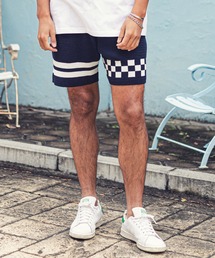 mp9575-CHECKER BORDER KNIT SHORTS ショーツ