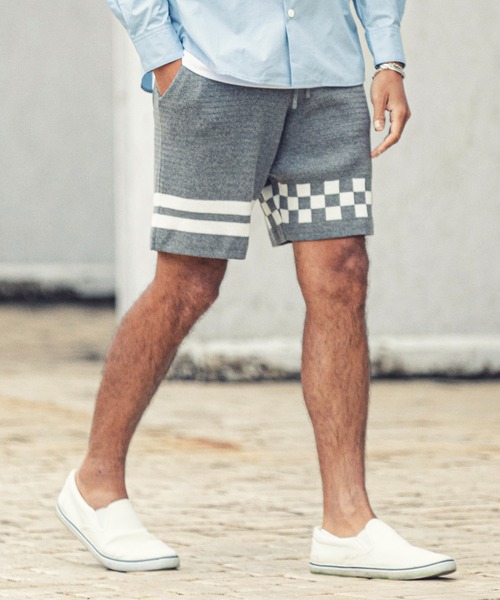 MARBLES（マーブルズ）の「mp9575-CHECKER BORDER KNIT SHORTS ショーツ（その他パンツ・メンズ・ネイビー/トップグレー・L/M/XL）」の2枚目の写真