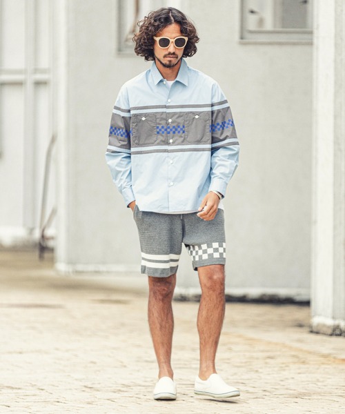 MARBLES（マーブルズ）の「mp9575-CHECKER BORDER KNIT SHORTS ショーツ（その他パンツ・メンズ・ネイビー/トップグレー・L/M/XL）」の6枚目の写真