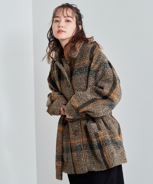 cepo（セポ）の「チェックベルトオーバージャケット（その他アウター・レディース・グリーン/ブラウン・M）」の16枚目の写真