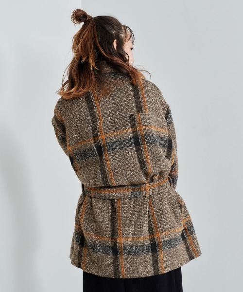 cepo（セポ）の「チェックベルトオーバージャケット（その他アウター・レディース・グリーン/ブラウン・M）」の3枚目の写真