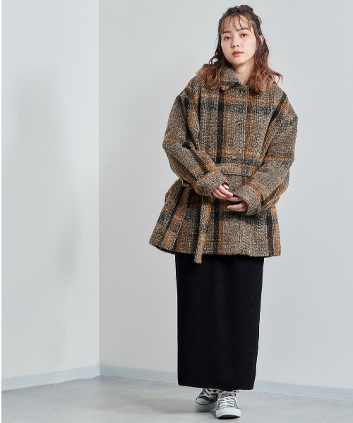 cepo（セポ）の「チェックベルトオーバージャケット（その他アウター・レディース・グリーン/ブラウン・M）」の9枚目の写真