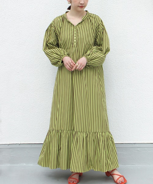 LAVEANGE（ラビアンジェ）の「カラーマルチストライプワンピース（ワンピース・レディース・ライトブルー/ライトグリーン/ラベンダー・LL/3L/4L/5L/M）」の6枚目の写真