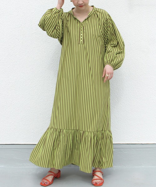 LAVEANGE（ラビアンジェ）の「カラーマルチストライプワンピース（ワンピース・レディース・ライトブルー/ライトグリーン/ラベンダー・LL/3L/4L/5L/M）」の8枚目の写真