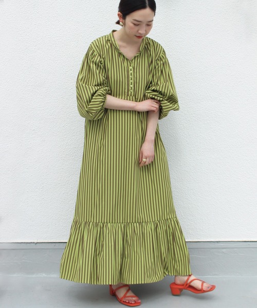 LAVEANGE（ラビアンジェ）の「カラーマルチストライプワンピース（ワンピース・レディース・ライトブルー/ライトグリーン/ラベンダー・LL/3L/4L/5L/M）」の7枚目の写真