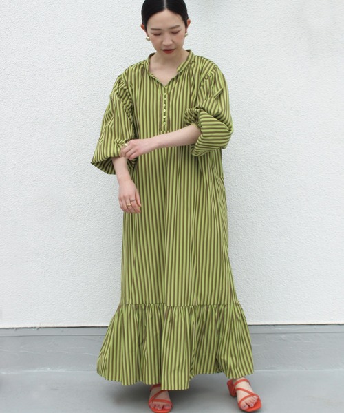 LAVEANGE（ラビアンジェ）の「カラーマルチストライプワンピース（ワンピース・レディース・ライトブルー/ライトグリーン/ラベンダー・LL/3L/4L/5L/M）」の5枚目の写真