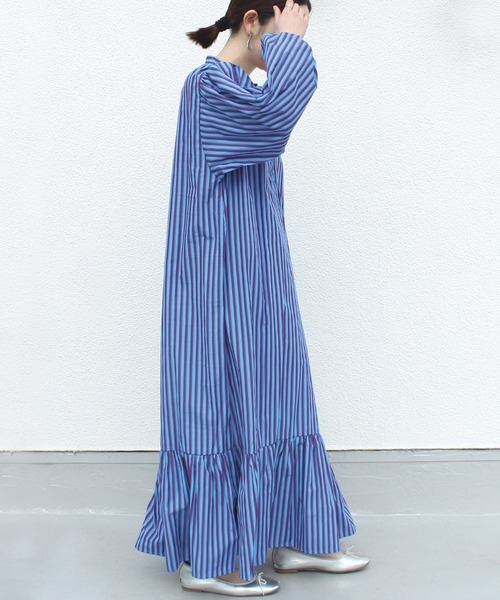 LAVEANGE（ラビアンジェ）の「カラーマルチストライプワンピース（ワンピース・レディース・ライトブルー/ライトグリーン/ラベンダー・LL/3L/4L/5L/M）」の21枚目の写真