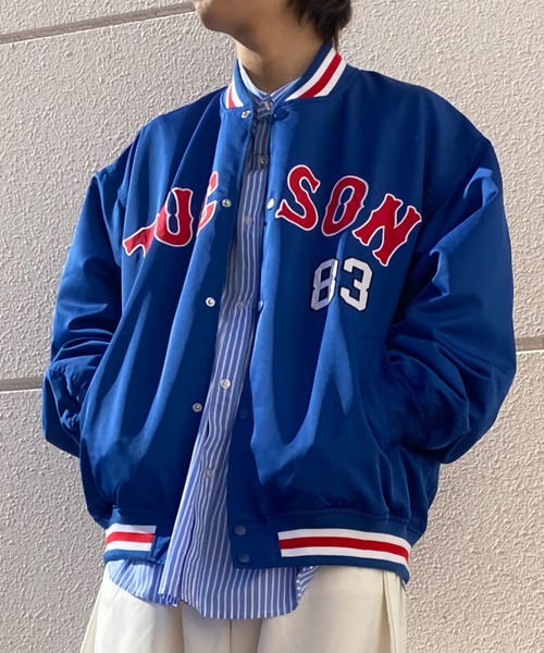 WEGO(ウィゴー)の「WEGO/【一部限定カラー】ワッペンスタジャン(スタジャン・メンズ・ホワイト/ブルー/ネイビー/パープル/ダークグリーン/ブラック・MEDIUM/LARGE)」の5枚目の写真