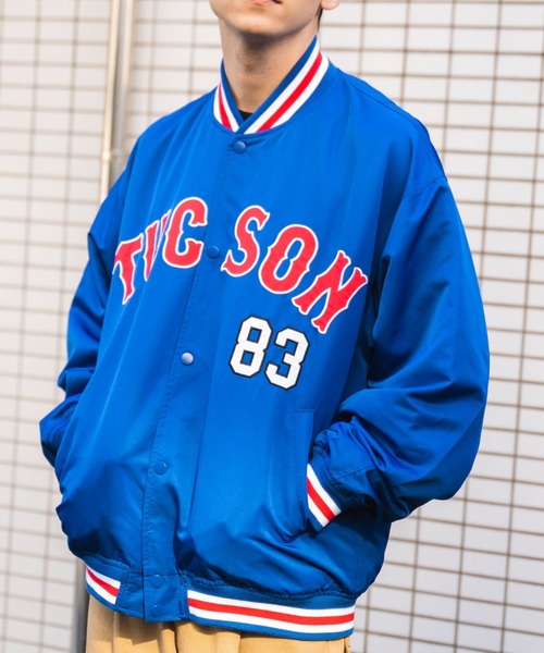 WEGO(ウィゴー)の「WEGO/【一部限定カラー】ワッペンスタジャン(スタジャン・メンズ・ホワイト/ブルー/ネイビー/パープル/ダークグリーン/ブラック・MEDIUM/LARGE)」の10枚目の写真