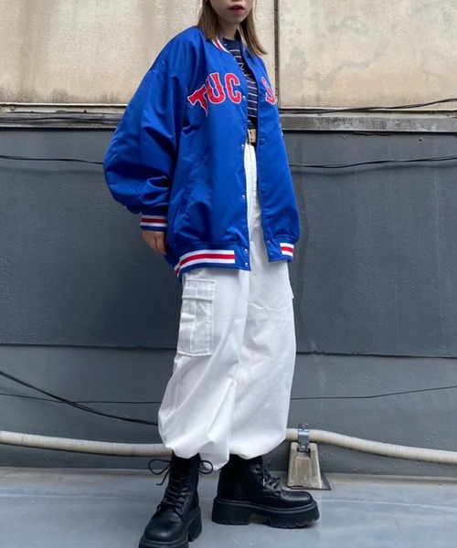 WEGO(ウィゴー)の「WEGO/【一部限定カラー】ワッペンスタジャン(スタジャン・メンズ・ホワイト/ブルー/ネイビー/パープル/ダークグリーン/ブラック・MEDIUM/LARGE)」の9枚目の写真