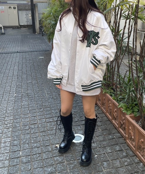 WEGO(ウィゴー)の「WEGO/【一部限定カラー】ワッペンスタジャン(スタジャン・メンズ・ホワイト/ブルー/ネイビー/パープル/ダークグリーン/ブラック・MEDIUM/LARGE)」の14枚目の写真