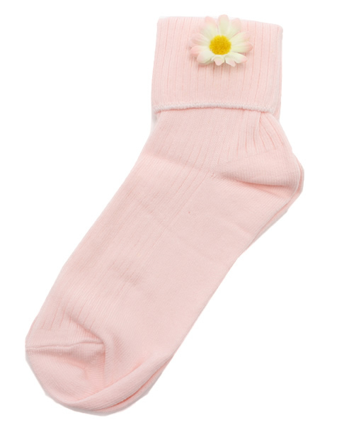 WEGO（ウィゴー）の「WEGO/フラワーブローチソックス（ソックス/靴下・レディース・ホワイト/サックスブルー/パープル/イエロー/ピンク・FREE）」の5枚目の写真