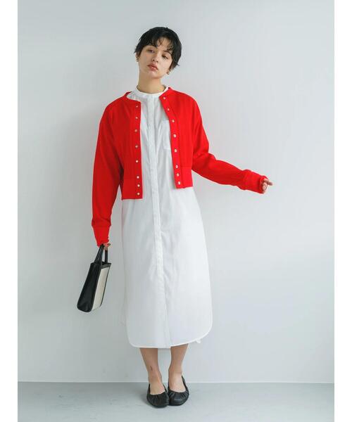 koe（コエ）の「ショート丈リブカーディガン*（カーディガン/ボレロ・レディース・グレー/レッド/グリーン/モカ・M）」の12枚目の写真